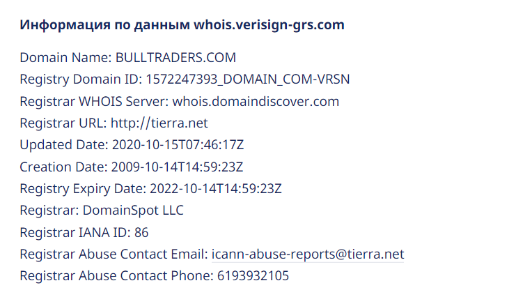 Вся информация о компании Bulltraders