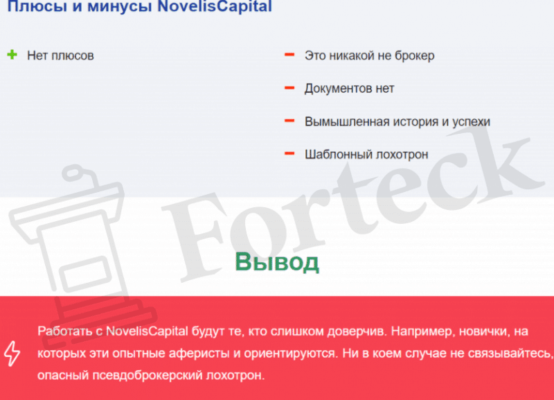 Novelis Capital – лохотрон, достойный черного списка
