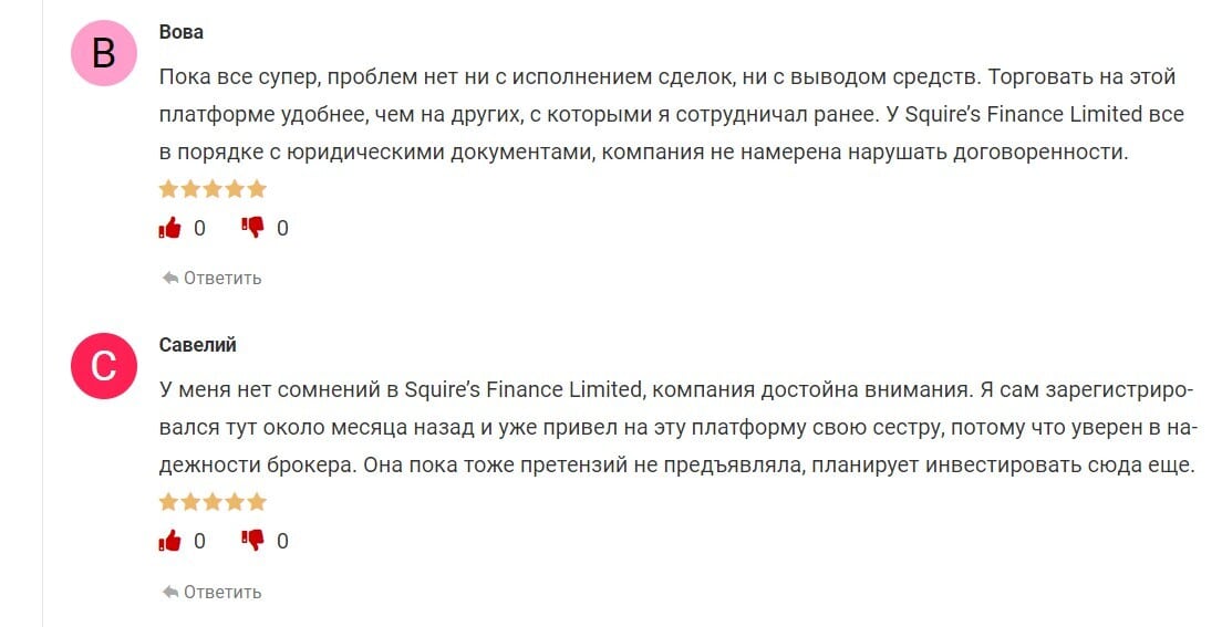 Squire’s Finance Limited отзывы — Мнение клиентов о брокере squiresfinanceltd.com