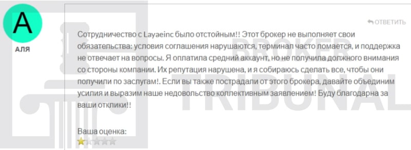 LayaeInc — клонированный лжеброкер, ворующий депозиты клиентов