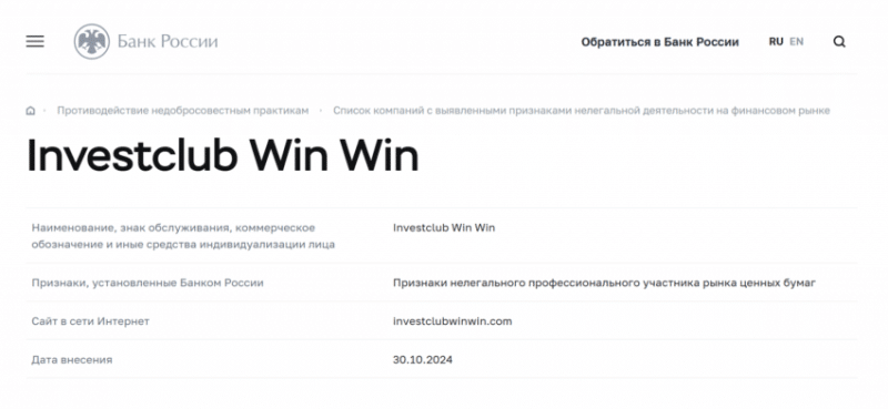 Investclub Winwin (Инвестклуб ВинВин), отзыв обманутого клиента. Как вернуть деньги?